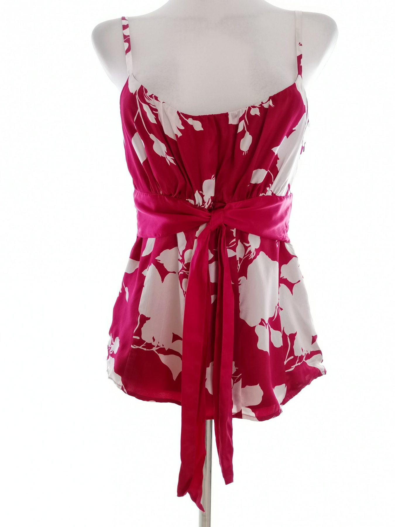 Monsoon Stl 8 (36) Färg Fuchsia U-ringning Peplum Blus Ärmlös Material Siden 100%