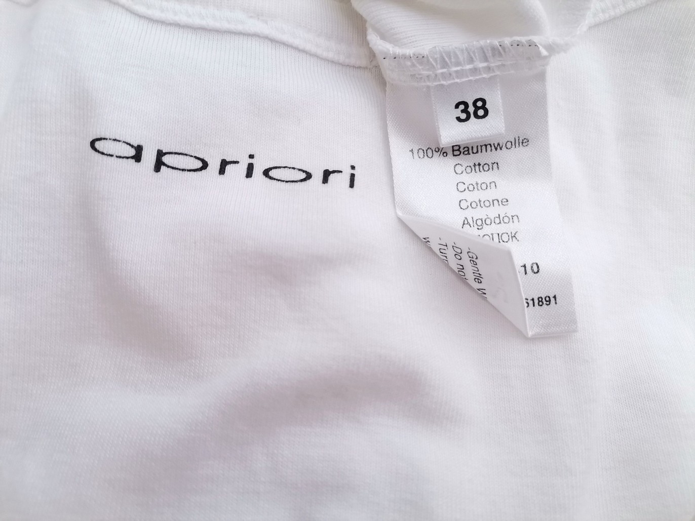 APRIORI Stl 38 Färg Vit Rund urringning T-shirt Kortärmad Material Bomull 100%