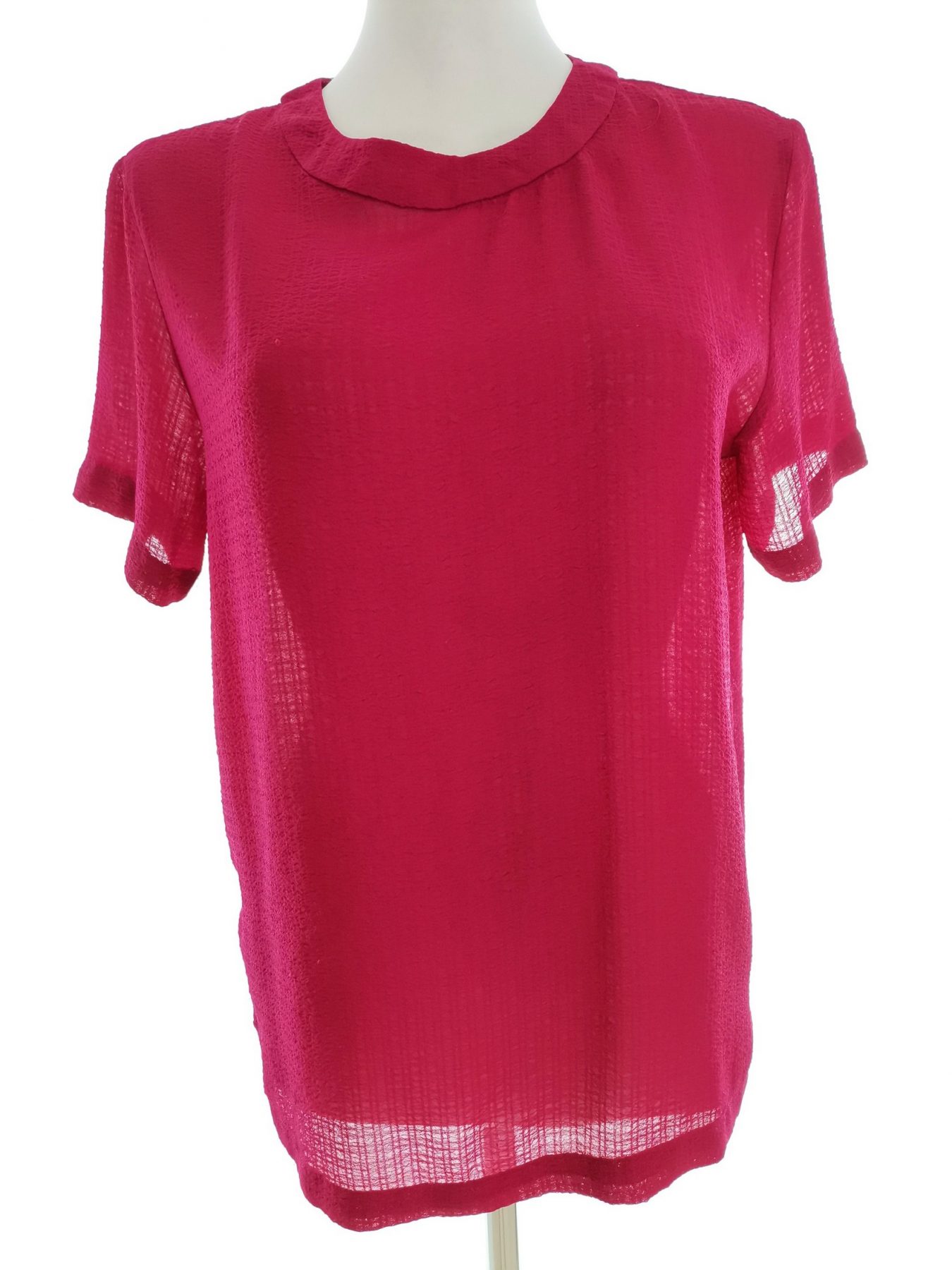 Mango Stl M Färg Fuchsia Rund hals Blus Kortärmad