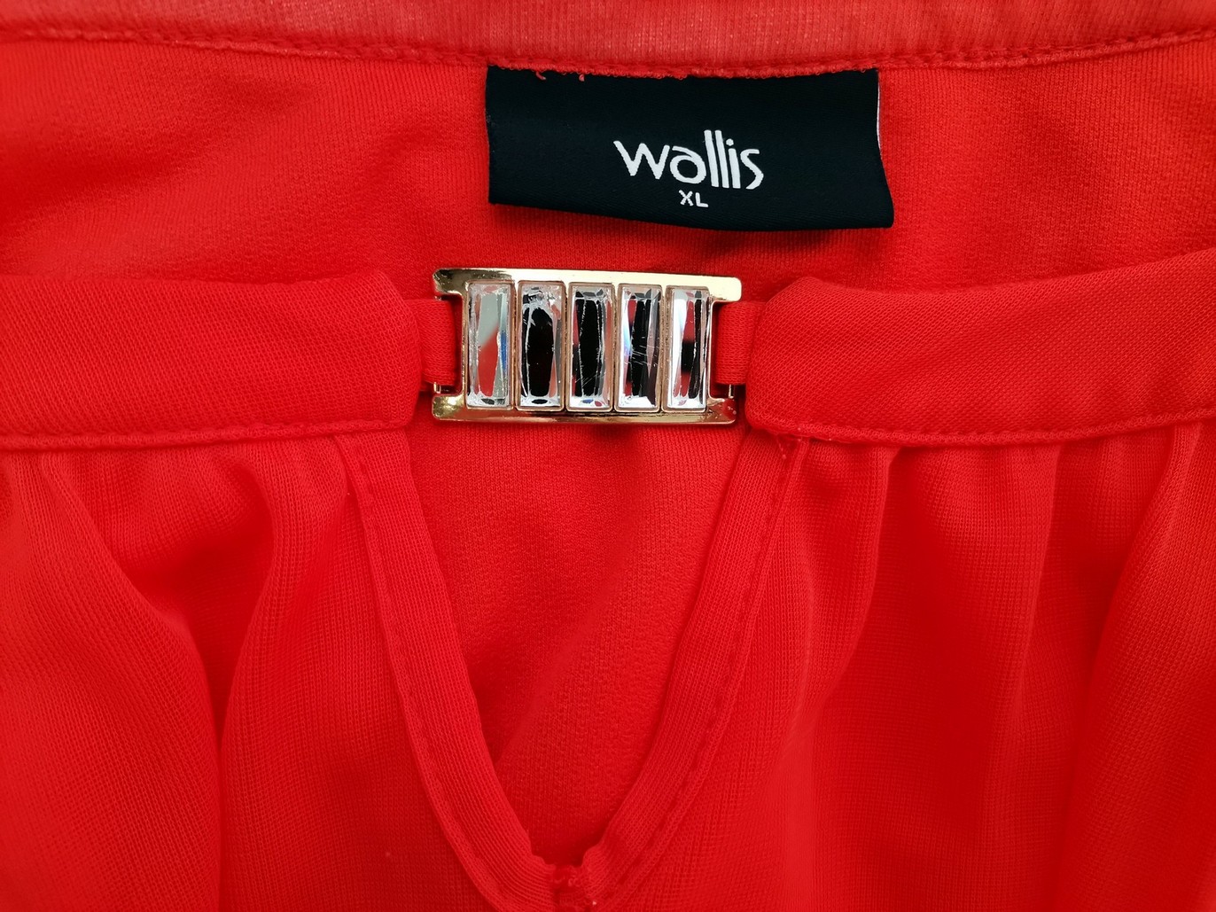 Wallis Stl XL Färg Röd Keyhole Crew Neck Blus ärm 3/4