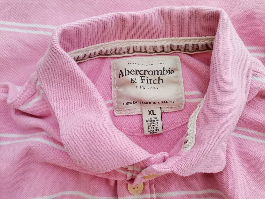 ABERCROMBIE & FITCH Stl XL Färg Rosa Ränder Krage Pikétröja Kortärmad Material Bomull 100%