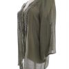 Spense Stl S Färg Khaki V-ringning Knäppt Tunika Blus ärm 3/4 Material Rayon