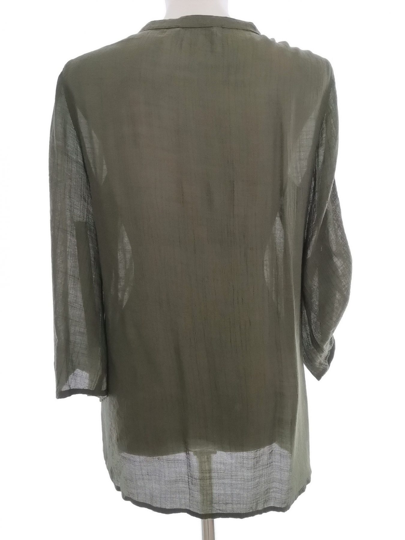 Spense Stl S Färg Khaki V-ringning Knäppt Tunika Blus ärm 3/4 Material Rayon