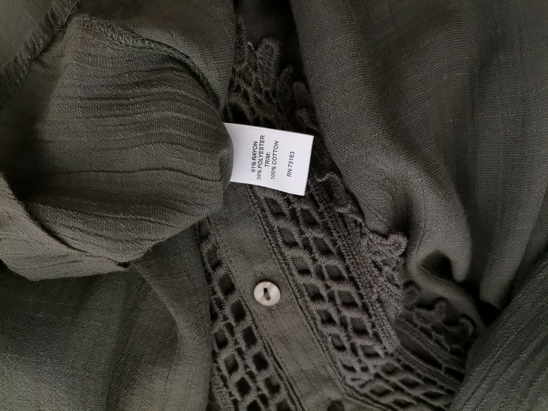 Spense Stl S Färg Khaki V-ringning Knäppt Tunika Blus ärm 3/4 Material Rayon