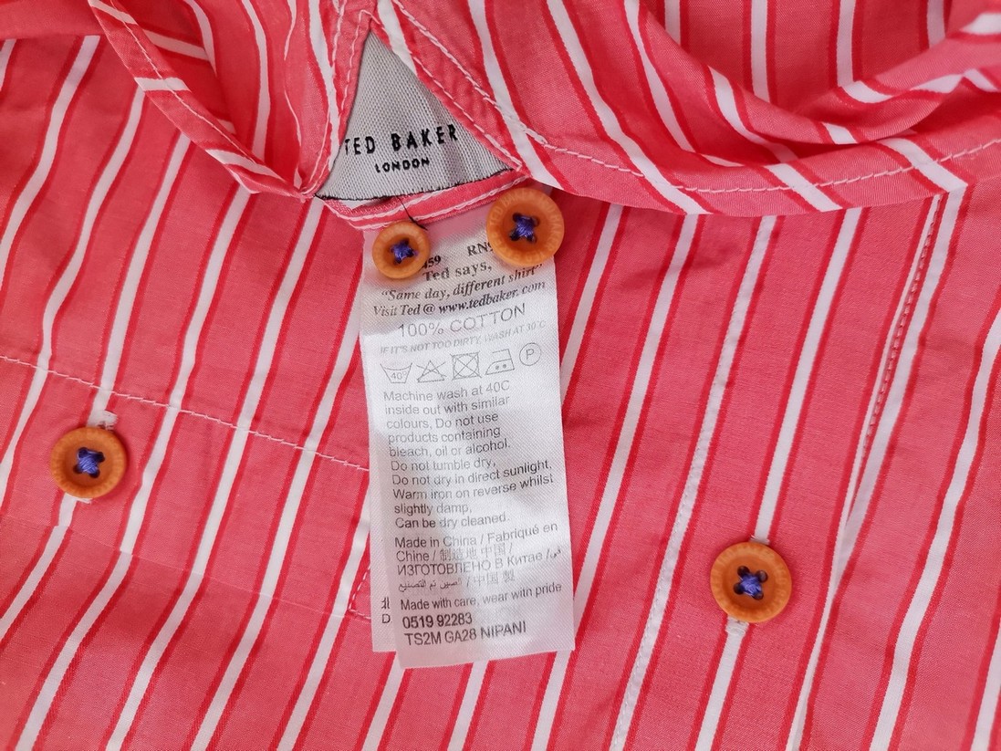 Ted Baker Stl 4 (XL) Färg Orange Ränder Krage Herr skjorta, casual Långärmad Material Bomull 100%