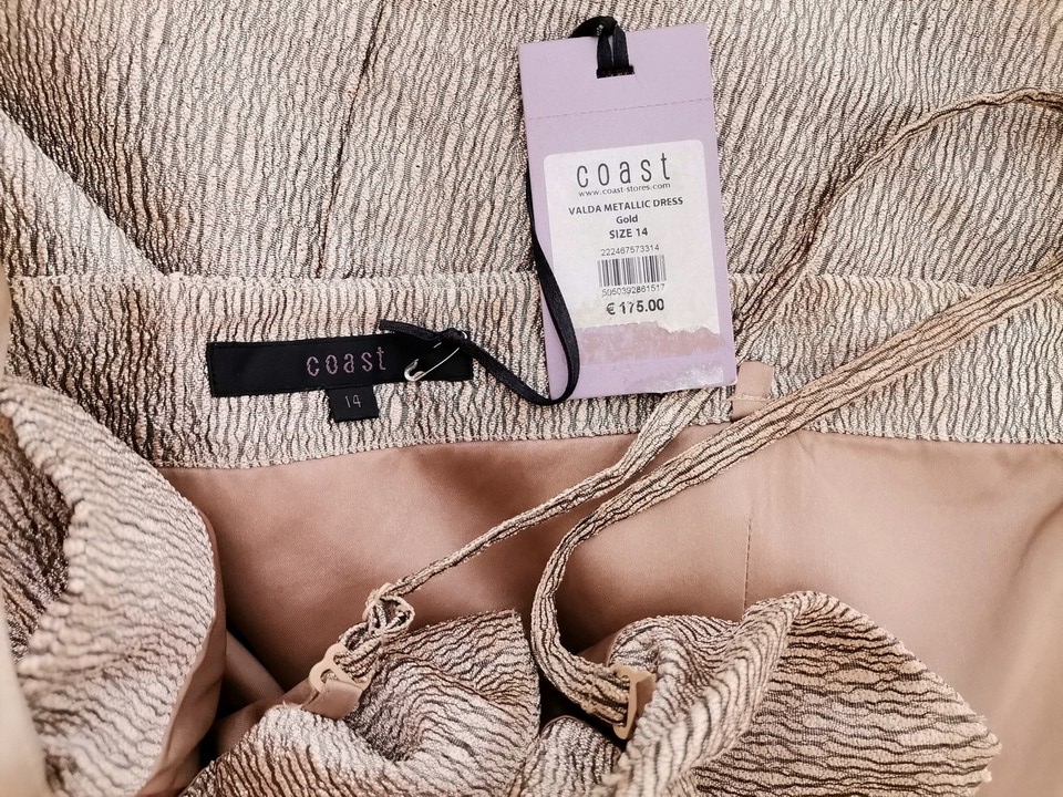 Coast Stl 14 (42) Färg Beige Halter Balklänning Afton Klänning Ärmlös Kort