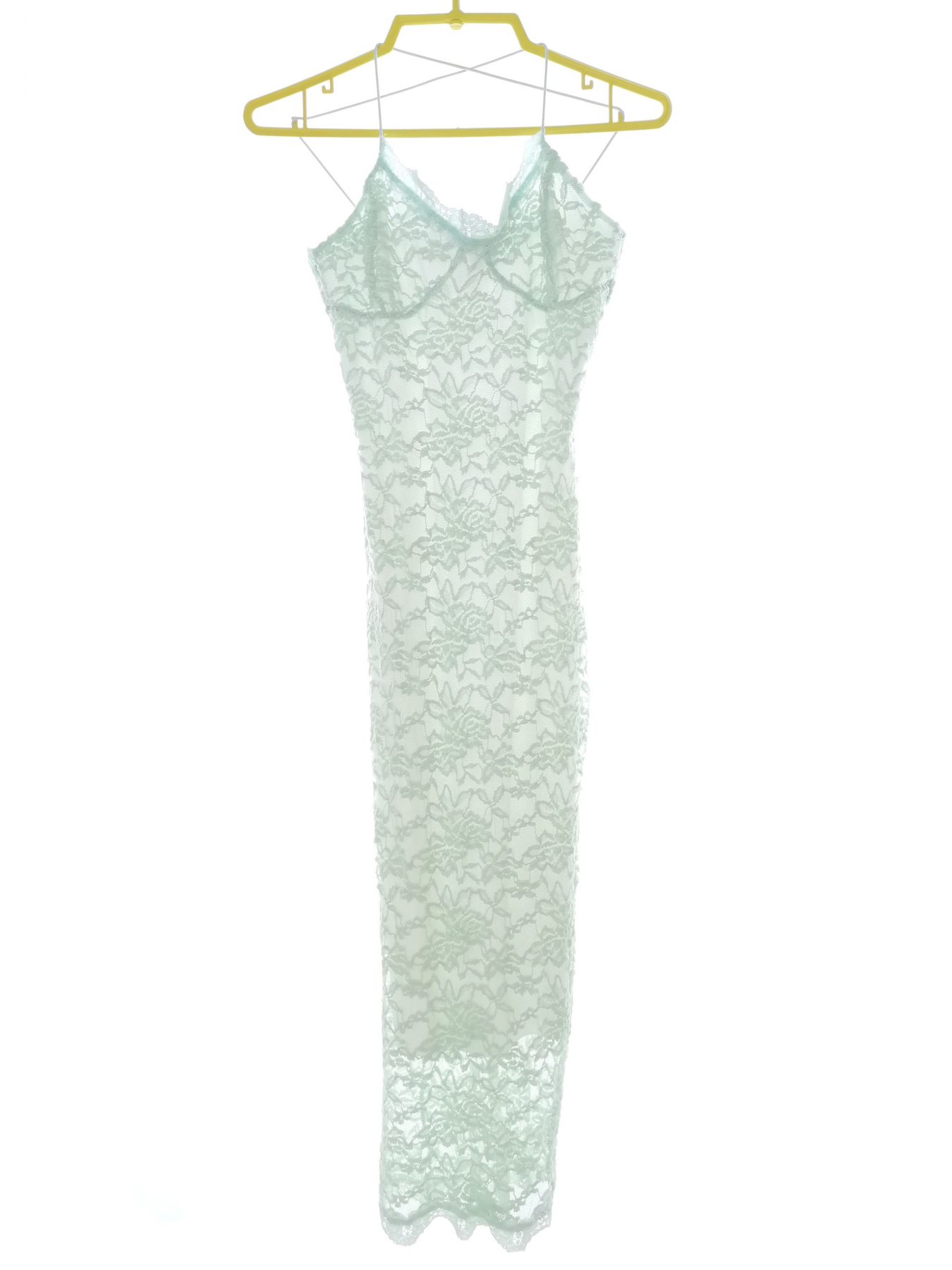 Missguided Stl 10 (38) XS Färg Mintgrön V-ringning Maxi Klänning Ärmlös Lång