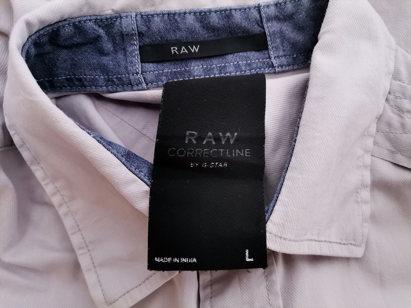 G-Star Raw Stl L Färg Grå Krage Herr skjorta, casual Långärmad Material Bomull 100%