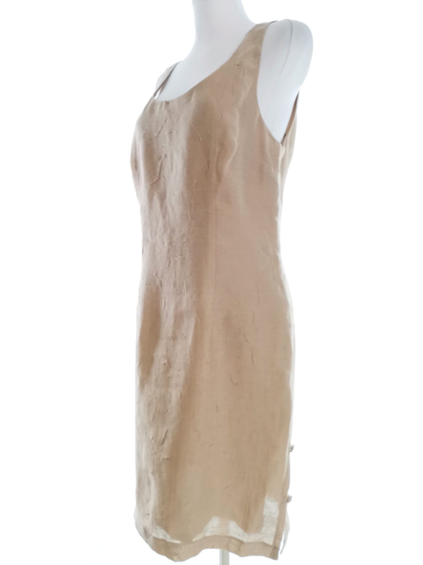 Joseph Ribkoff Stl 10 (38) Färg Beige Rund urringning Raka Klänningen Ärmlös Midi Material Rayon