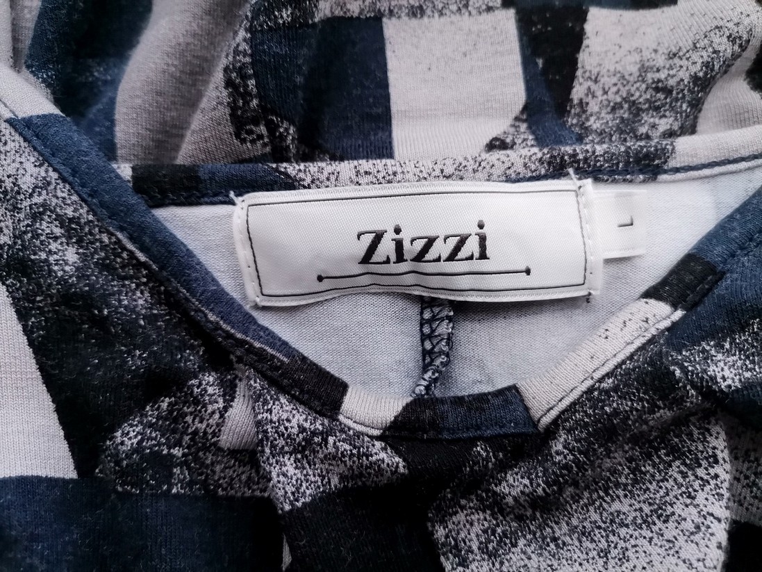 Zizzi Stl L Färg Marinblå Geometrisk U-ringning Tunika blus ärm 3/4 Material Viskos