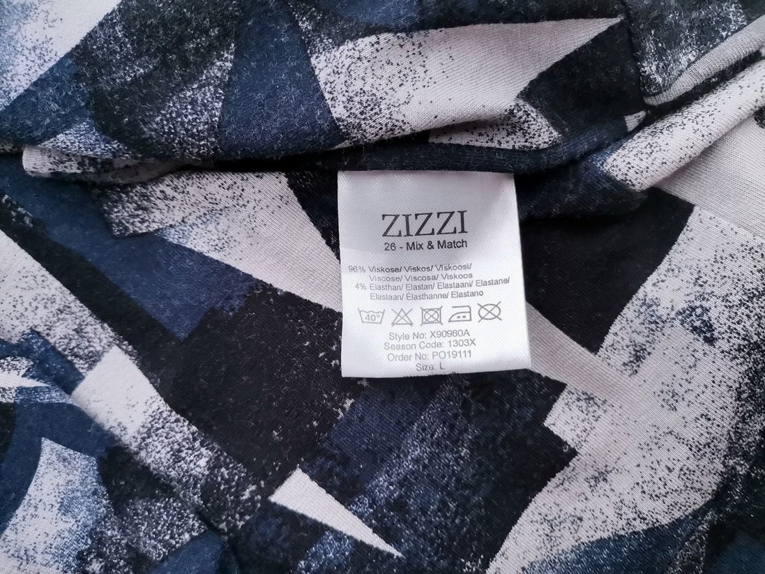 Zizzi Stl L Färg Marinblå Geometrisk U-ringning Tunika blus ärm 3/4 Material Viskos