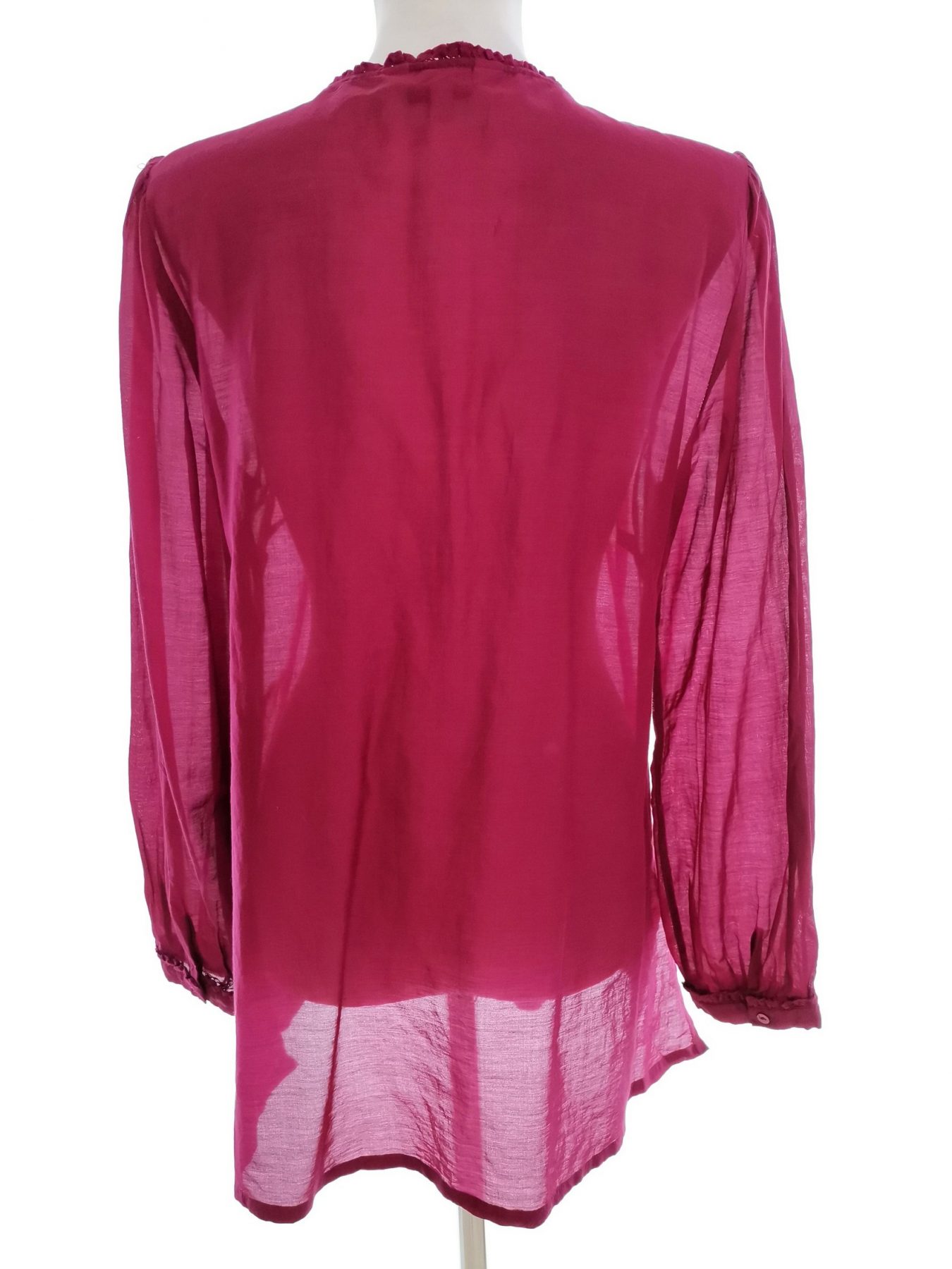 East Stl 10 (38) Färg Fuchsia Split Crew Neck Tunika blus Långärmad Material Bomull