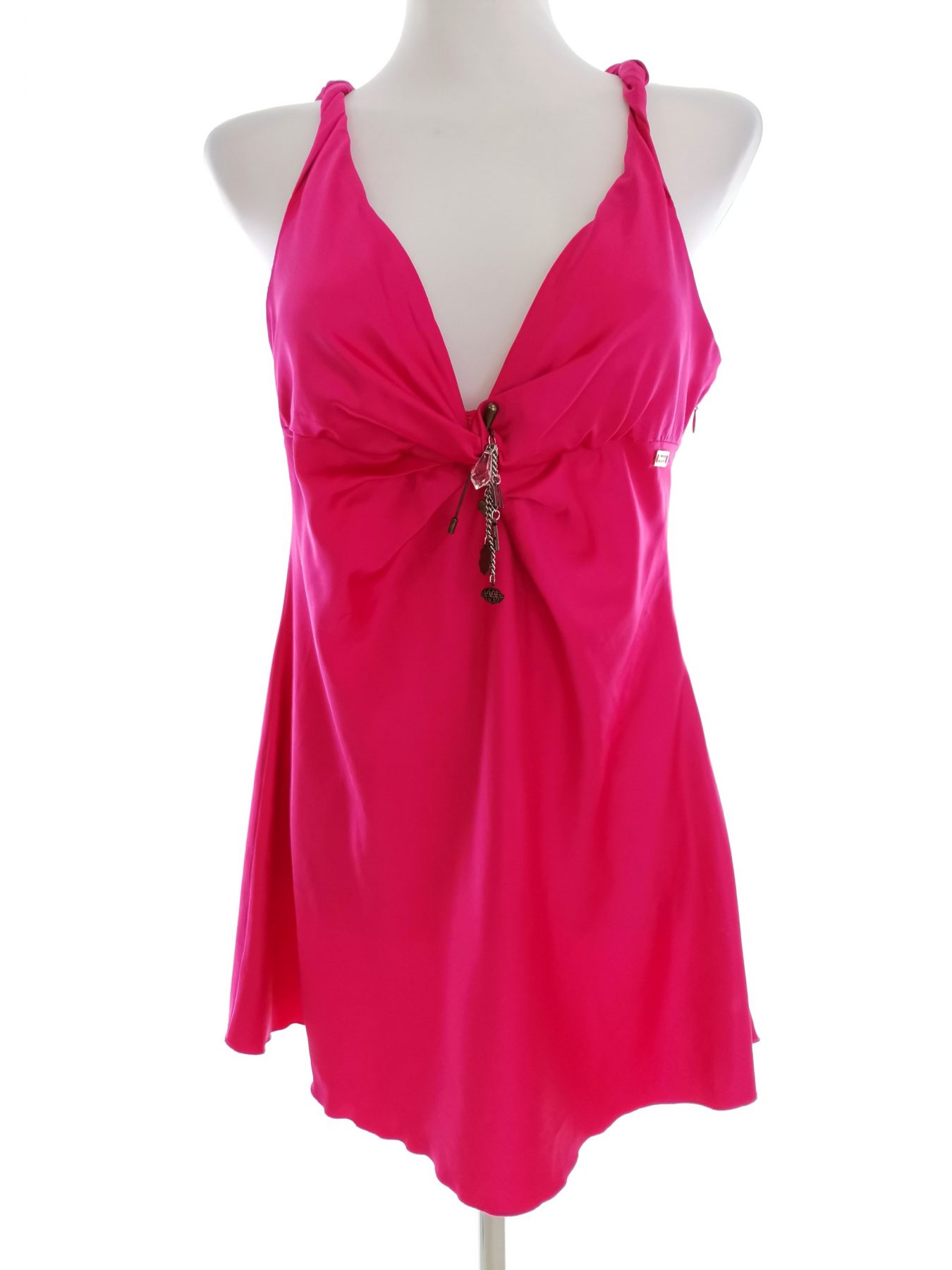 Miss Sixty Stl XL Färg Fuchsia V-ringning Sommar Klänning Ärmlös