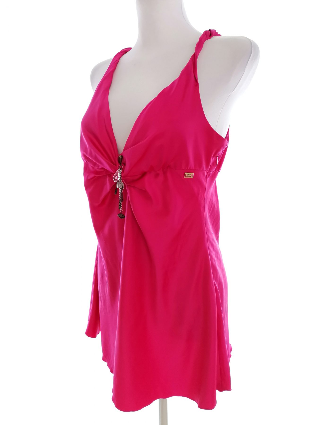 Miss Sixty Stl XL Färg Fuchsia V-ringning Sommar Klänning Ärmlös