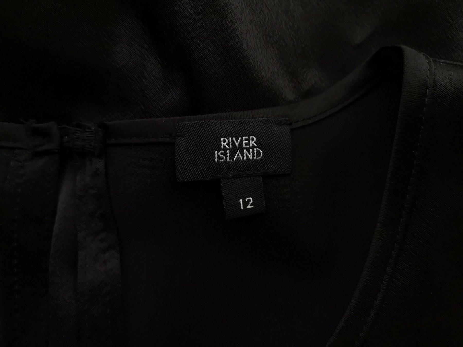 River island Stl 12 (40) Färg Svart Keyhole Crew Neck Knuten Blus ärm 3/4