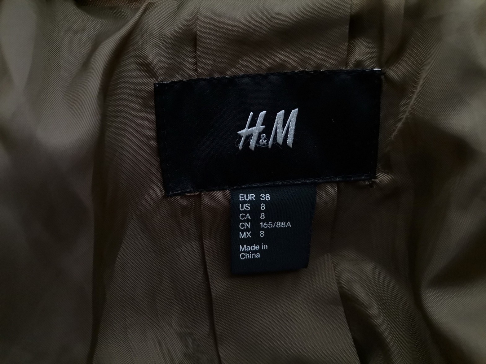 H&m Stl 38 Färg Khaki Kappa Långärmad