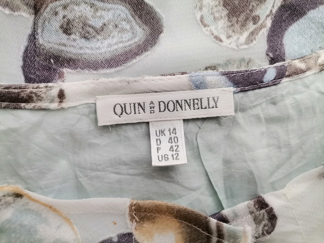 Quin Donnelly Stl 14 (40) Färg Blå Geometrisk Draperad Blus Ärmlös