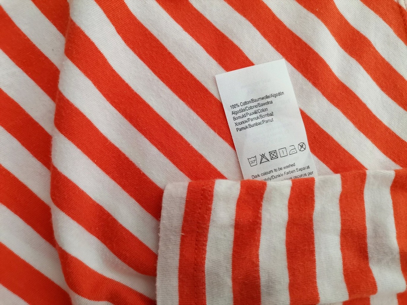 Vila Stl S Färg Orange Ränder Rund urringning Blus ärm 3/4 Material Bomull 100%