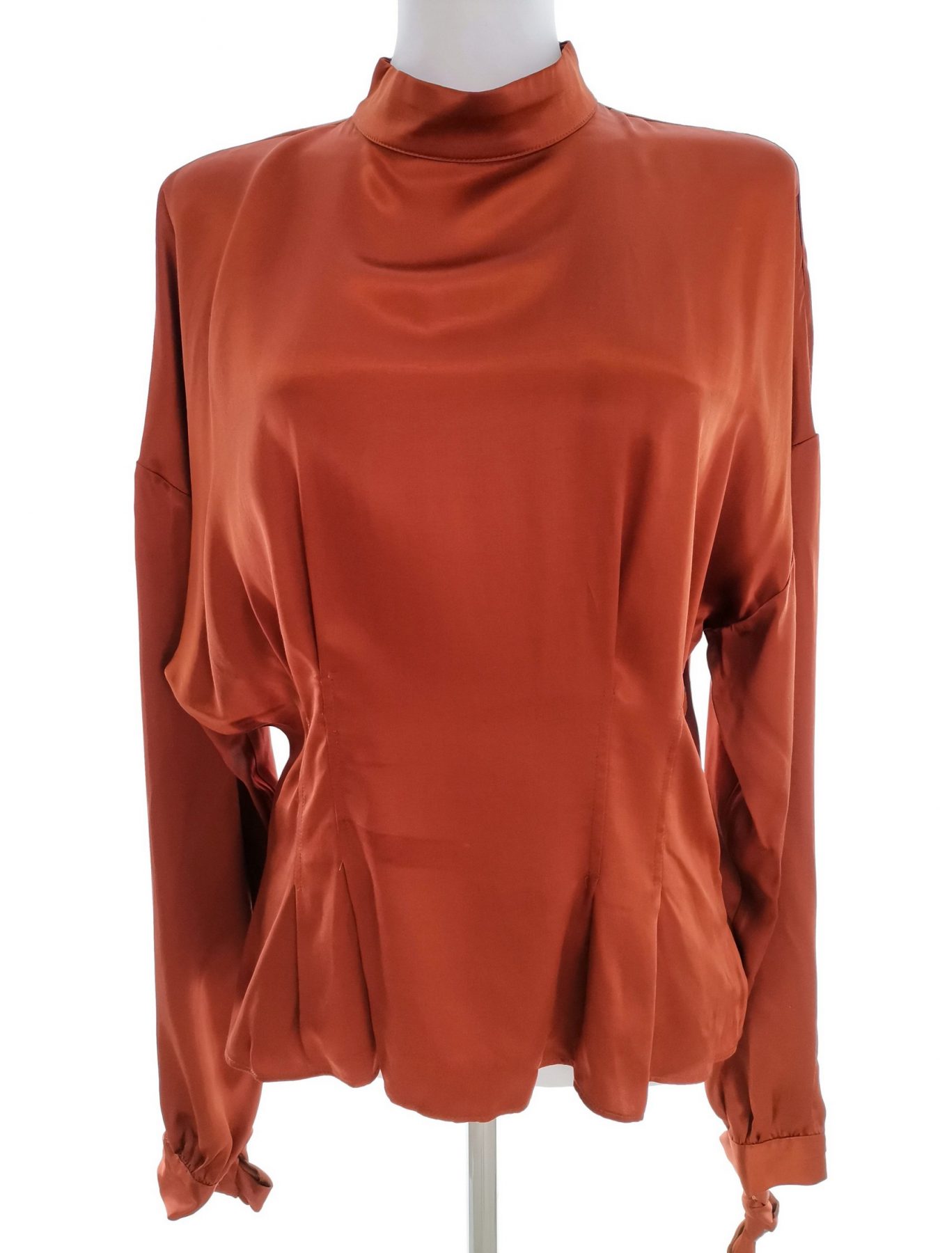 H&m Stl 40 Färg Orange Mock turtle Peplum Blus Långärmad Material Viskos 100%