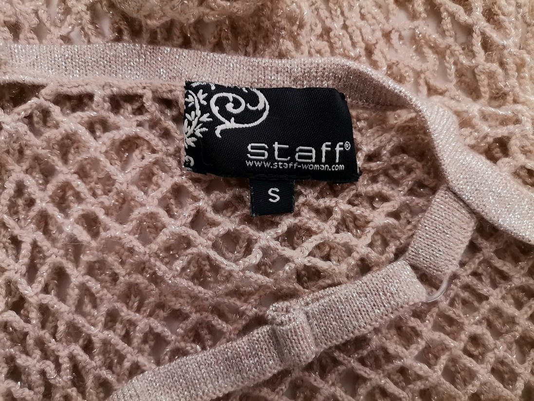 Staff Stl S Färg Beige Keyhole Crew Neck Öppen stickad blus Ärmlös