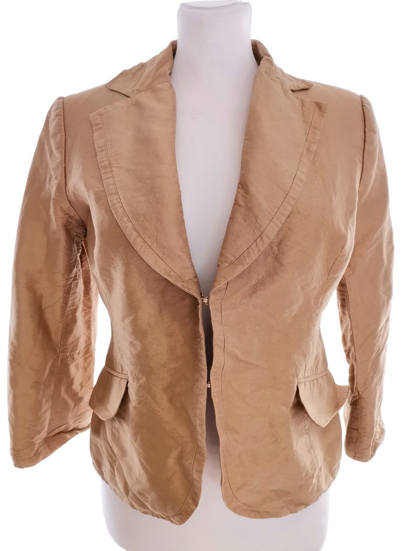 H&m Stl 38 Färg Beige Krage Kavaj med hake ärm 3/4 Material Siden 100%