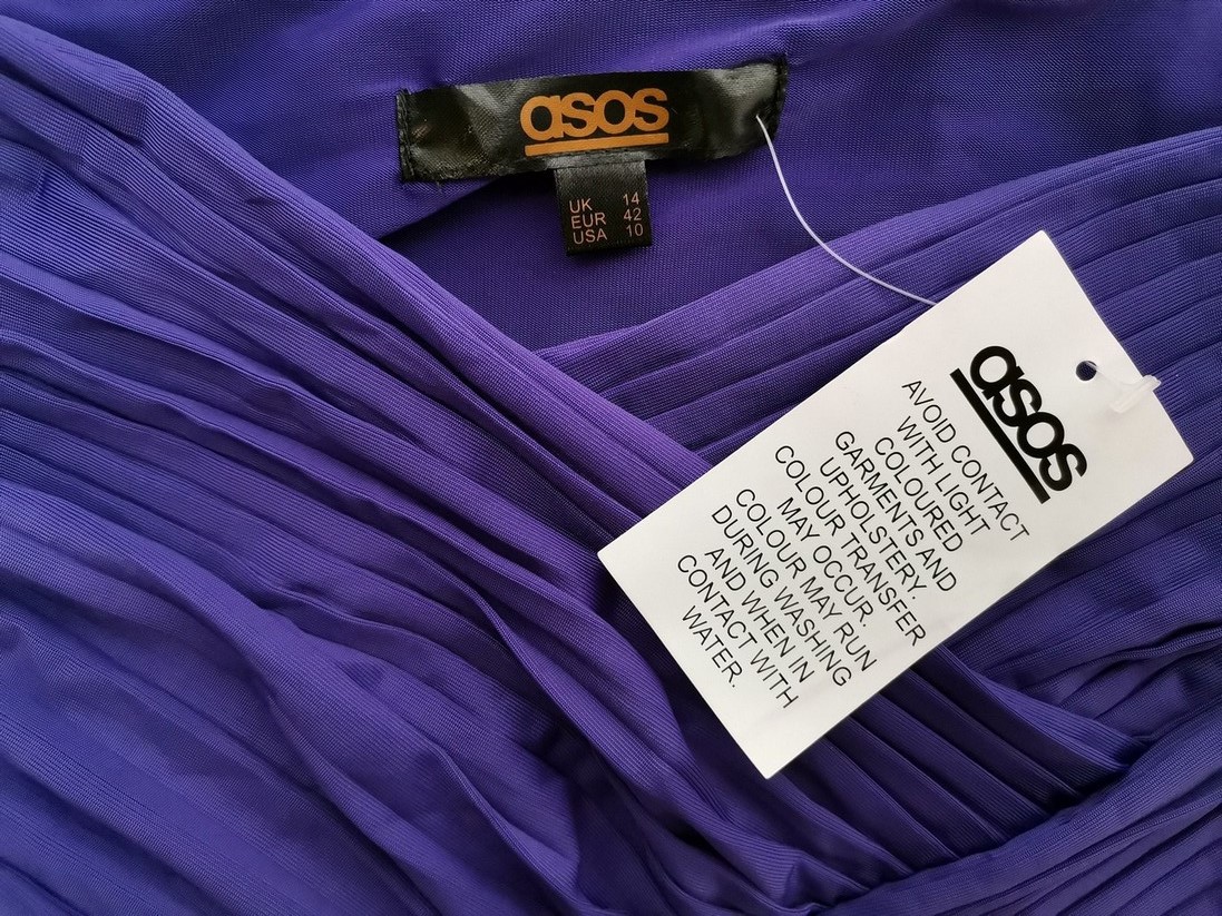 ASOS Stl 14 (42) Färg Lila Axelbandslös Kroppsnära Klänning Ärmlös Kort