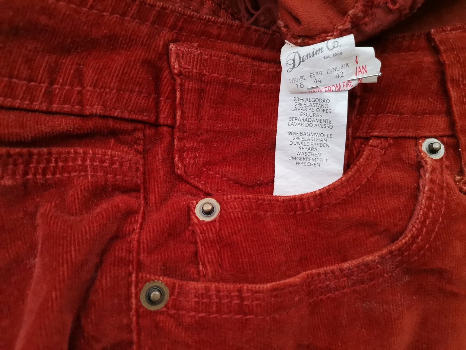 Denim Co. Stl 16 (42) Färg Orange Casual Byxor Material Bomull