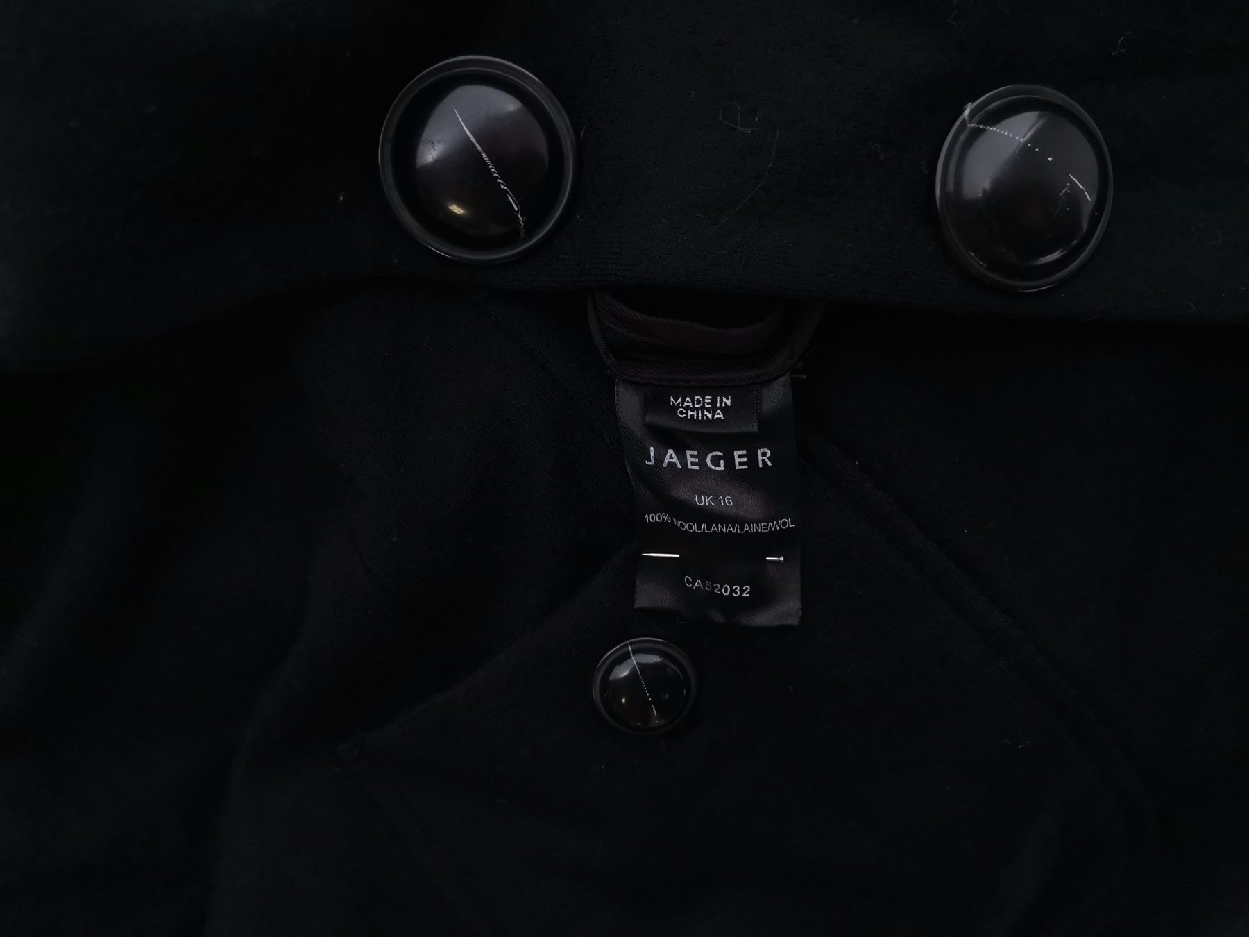 Jaeger Stl 16 (44) Färg Svart Krage Kavaj med knappar Långärmad Material Ull 100%