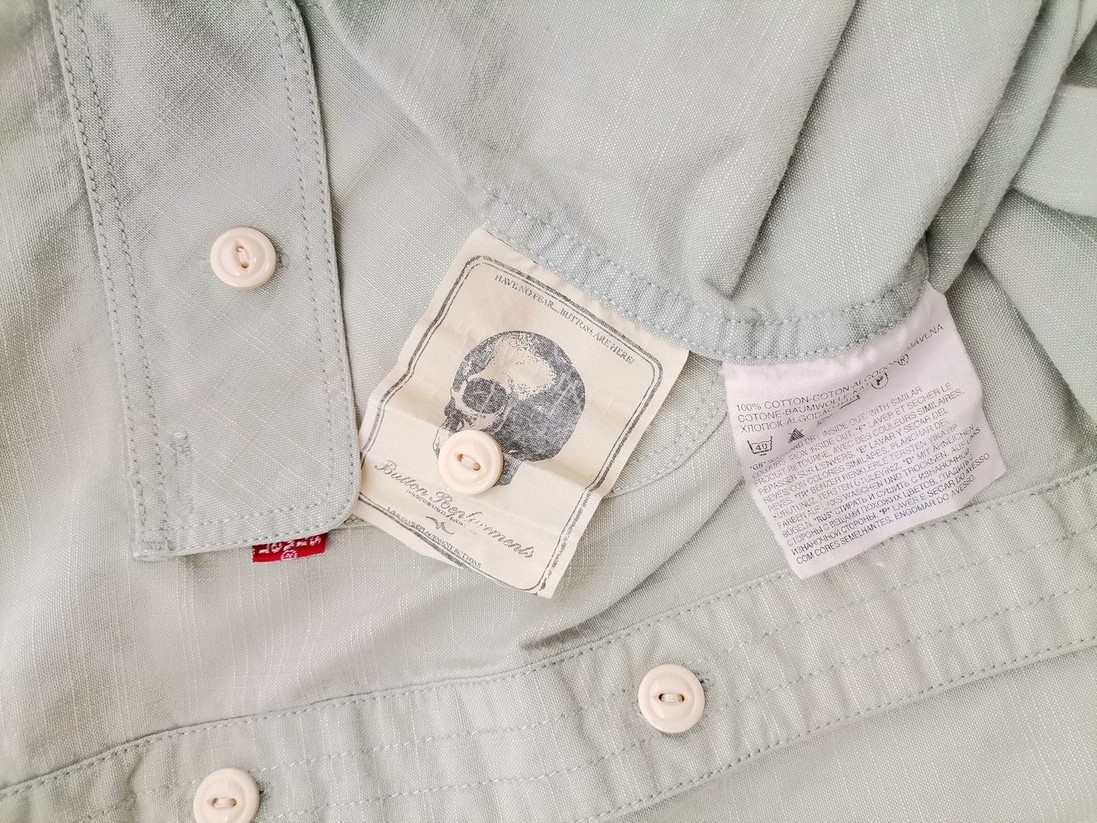 Levi Strauss Stl XL Färg Grön Krage Herr skjorta, casual Långärmad Material Bomull 100%