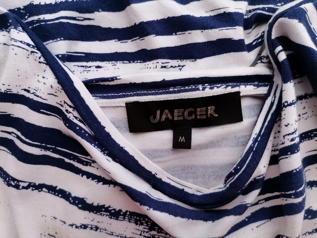 Jaeger Stl M Färg Marinblå Ränder Rund urringning Tunika blus ärm 3/4 Material Viskos