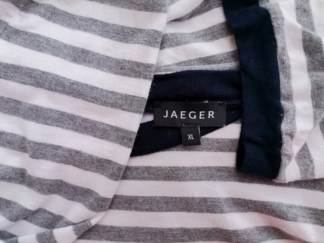 Jaeger Stl Xl Färg Grå Ränder Rund urringning Blus ärm 3/4 Material Viskos