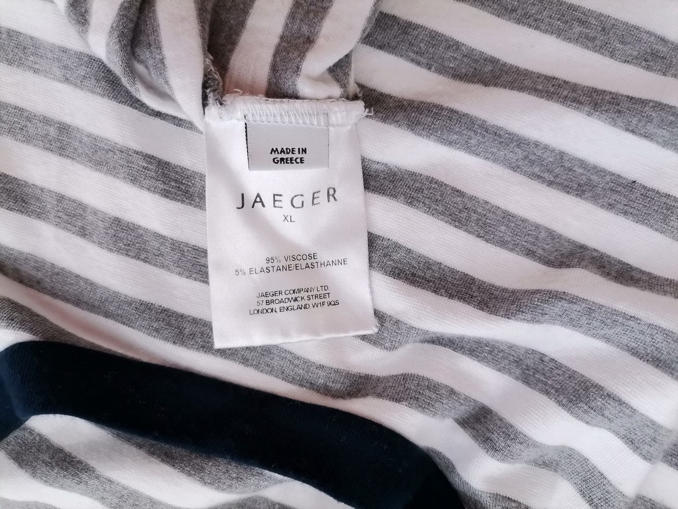 Jaeger Stl Xl Färg Grå Ränder Rund urringning Blus ärm 3/4 Material Viskos