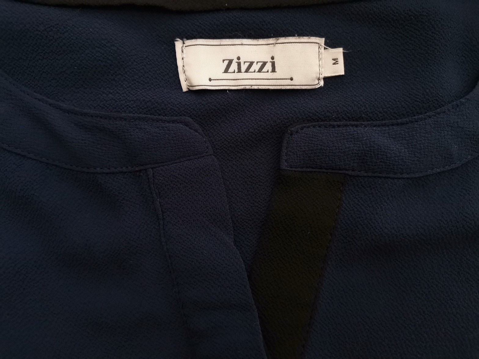 Zizzi Stl M Färg Marinblå Rund urringning Tunika blus Långärmad