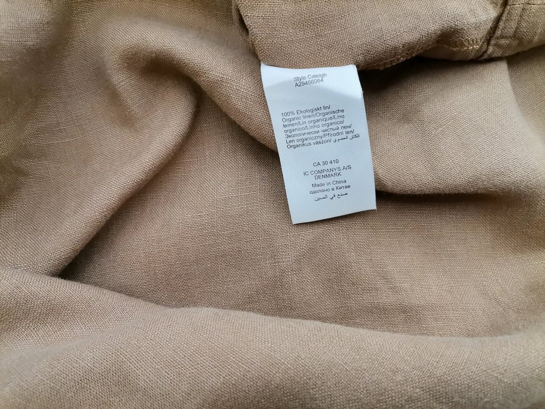 Jackpot Stl 44 Färg Beige Rund urringning Raka Klänningen Kortärmad Midi Material Lin 100%