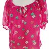 Hollister Stl XS Färg Fuchsia Keyhole Crew Neck Blus Kortärmad