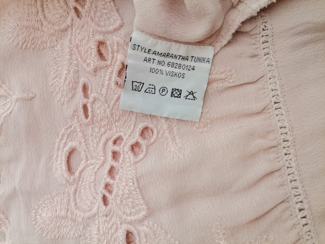 Rosebud Stl M Färg Pudrig Rosa Rund urringning Tunika blus ärm 3/4