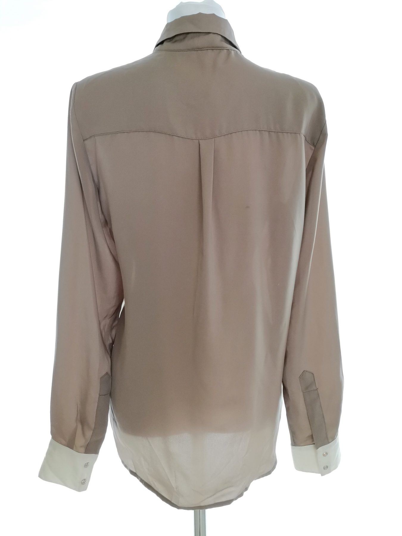 Mango Stl M Färg Beige Krage Knäppt Blus Långärmad