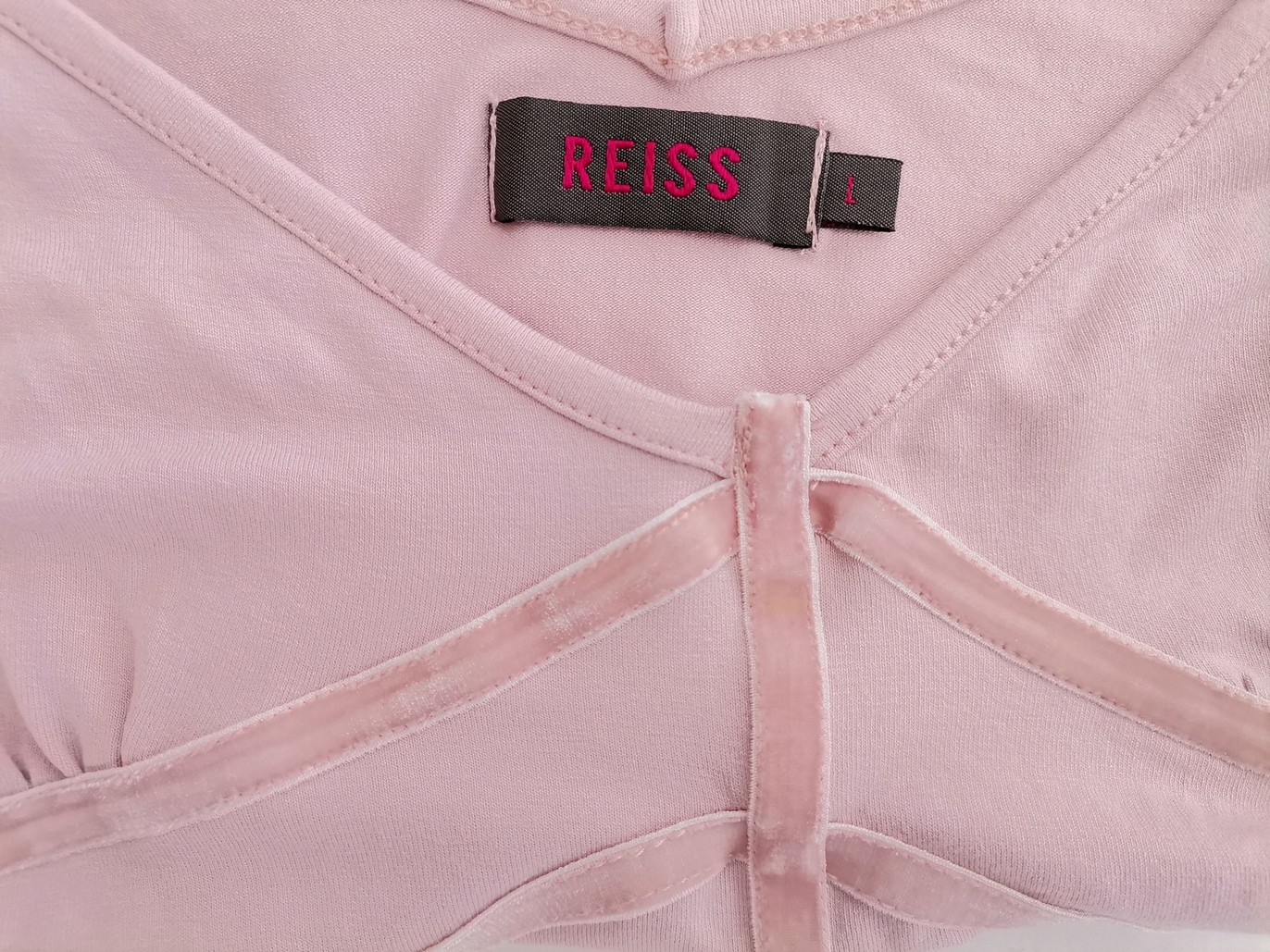 Reiss Stl L Färg Pudrig Rosa U-ringning Blus Ärmlös Material Viskos