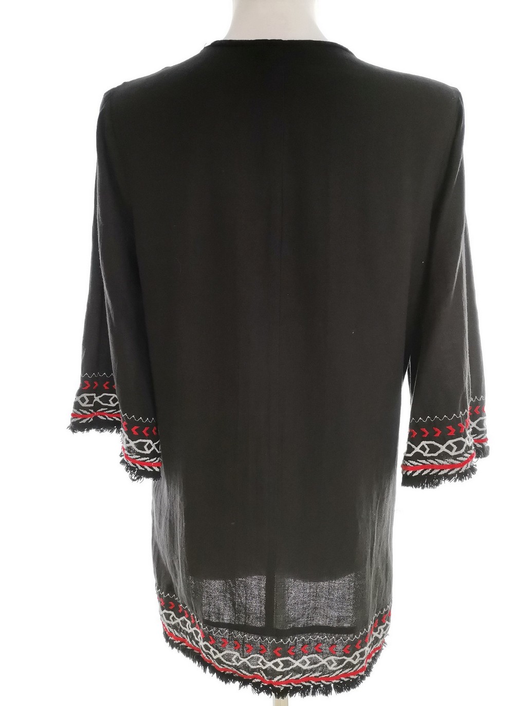 River island Stl 8 (34) Färg Svart Keyhole Crew Neck Blus ärm 3/4 Material Bomull 100%