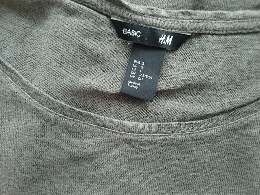 H&m Stl S Färg Grön Rund urringning Tunika blus Kortärmad Material Lin 100%