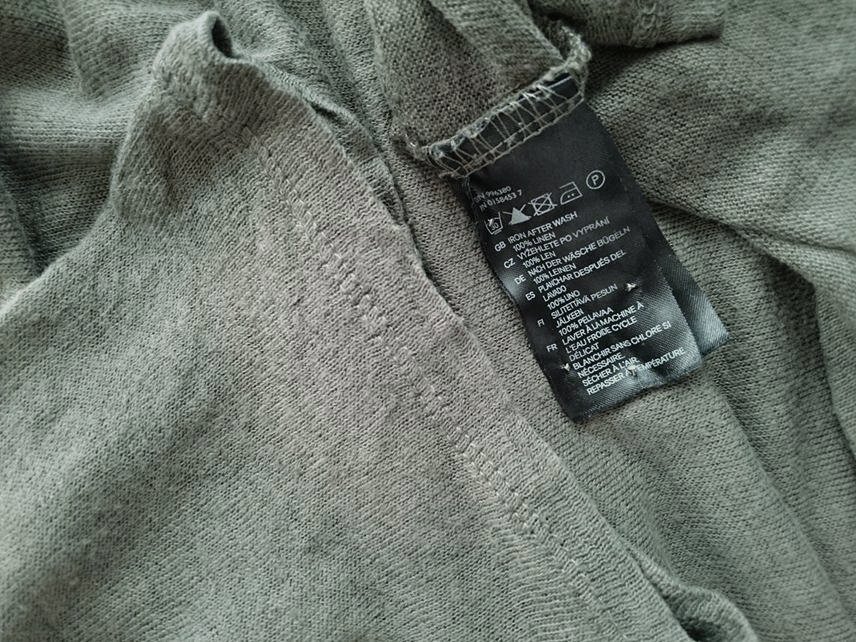 H&m Stl S Färg Grön Rund urringning Tunika blus Kortärmad Material Lin 100%