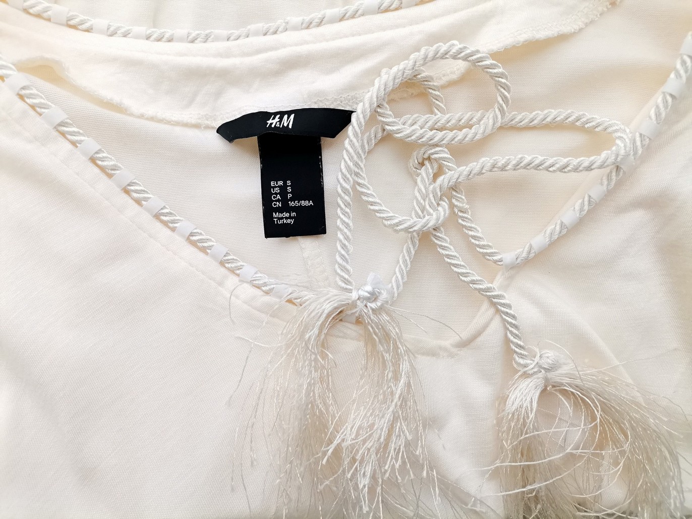 H&m Stl S Färg Elfenben V-ringning Blus ärm 3/4