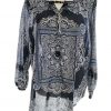 Carla F Stl S Färg Marinblå Damast Paisley Keyhole Crew Neck Blus ärm 3/4 Material Bomull 100%