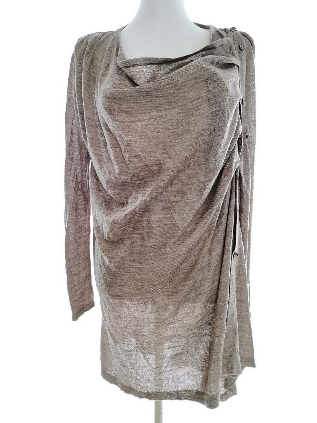 Flash Woman Stl M Färg Beige Draperad Tunika blus Långärmad Material Akryl