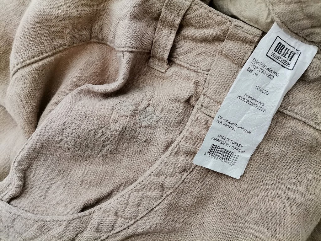 Object Stl 34 Färg Beige Casual Byxor Material Lin 100%