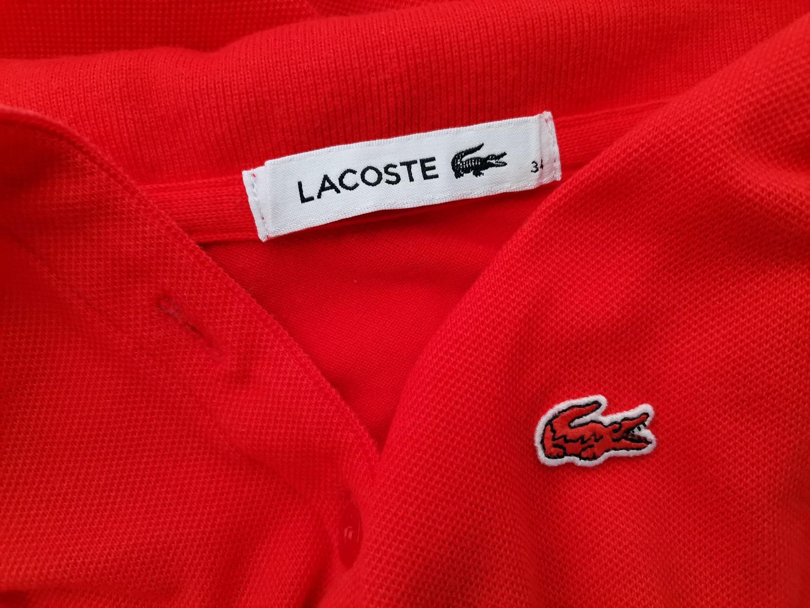 Lacoste Stl 34 Färg Röd Krage Pikétröja Kortärmad Material Bomull