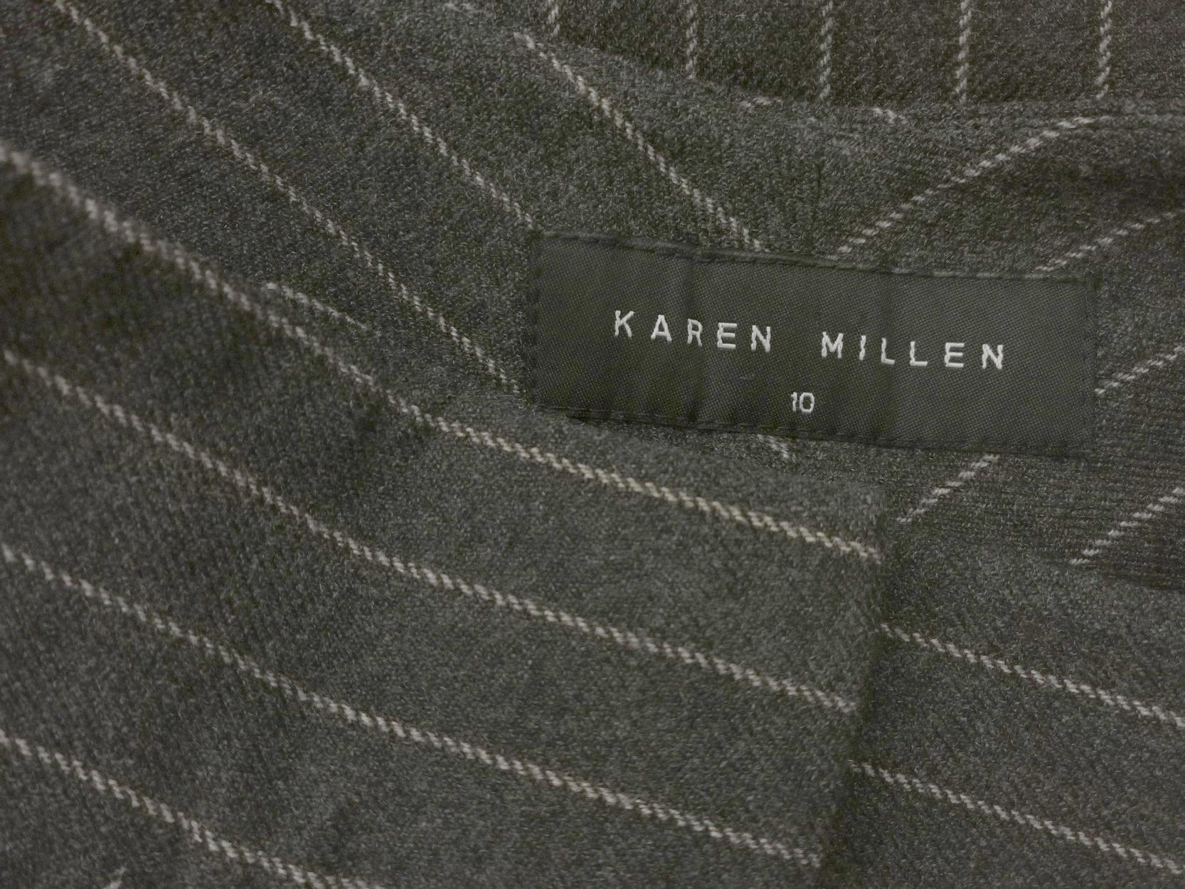 Karen MILLEN Stl 10 (38) Färg Grå Ränder Eleganta Byxor Material Viskos