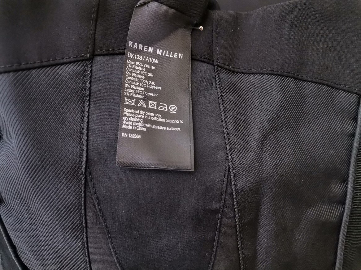 Karen MILLEN Stl 12 (40) Färg Svart Axelbandslös Mini Klänning Ärmlös Kort Material Viskos