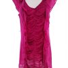 fei Stl 0 (34) Färg Fuchsia V-ringning Mini Klänning Kortärmad Kort Material Rayon 100%