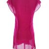 fei Stl 0 (34) Färg Fuchsia V-ringning Mini Klänning Kortärmad Kort Material Rayon 100%